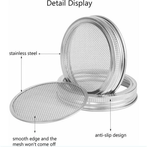 Kit De 6Pcs Couvercles Germination Avec 4Pcs Couvercle à Germer Écran En Acier Inoxydable Et 2Pcs Supports De Germination Pour Graines à Germoir Noir,Fonepro 5 Kit De 6Pcs Couvercles Germination Avec 4Pcs Couvercle à Germer Écran En Acier Inoxydable Et 2Pcs Supports De Germination Pour Graines à Germoir Noir,Fonepro – Image 5