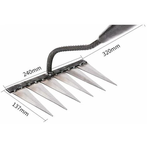 Râteau à Chaume En Métal Pour Jardinage, Désherbage - Râteau à Dents En Métal Robuste, Enlèvement De Chaume, Désherbage, Râteau De Surface, Roche, Gravier, Râteau Universel Pour Cultivateurs 2 Râteau à Chaume En Métal Pour Jardinage, Désherbage - Râteau à Dents En Métal Robuste, Enlèvement De Chaume, Désherbage, Râteau De Surface, Roche, Gravier, Râteau Universel Pour Cultivateurs – Image 2