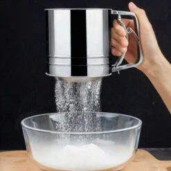 Tamis à Farine En Acier Inoxydable Tamis à Farine Manuel à Trois Couches Tamis à Farine De Grande Capacité Pour Le Cacao En Poudre Et Le Sucre En Poudre (Argent) -Terre Tendre Soldes Boutique 100342454 5