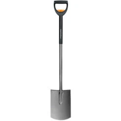 Fiskars Bêche Télescopique à Bord Rond Pour Sol Meuble Et Peu Caillouteux, Longueur: 105-125 Cm, Acier Au Bore Haute Qualité, Noir/Argenté, SmartFit, 1000620