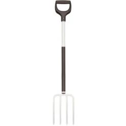 Fiskars Fourche à Bêcher Pour Sol Meuble Et Peu Caillouteux, 4 Dents, Longueur: 113 Cm, Dents En Acier Haute Qualité/Manche En Aluminium, Noir/Blanc, Light, 1019603