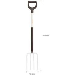 Fiskars Fourche à Bêcher Pour Sol Meuble Et Peu Caillouteux, 4 Dents, Longueur: 113 Cm, Dents En Acier Haute Qualité/Manche En Aluminium, Noir/Blanc, Light, 1019603 -Terre Tendre Soldes Boutique 10641676 3