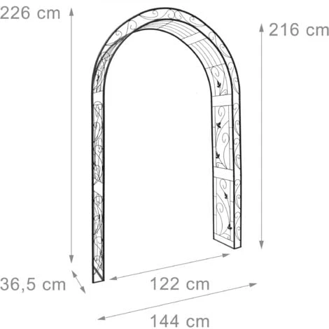 Relaxdays Arche à Rosiers H X L X P: 226 X 144 X 36,5 Cm Décoration Feuillage Support De Plantes Grimpantes Jardin Fer Revêtu De Poudrage, Noir 4 Relaxdays Arche à Rosiers H X L X P: 226 X 144 X 36,5 Cm Décoration Feuillage Support De Plantes Grimpantes Jardin Fer Revêtu De Poudrage, Noir – Image 4