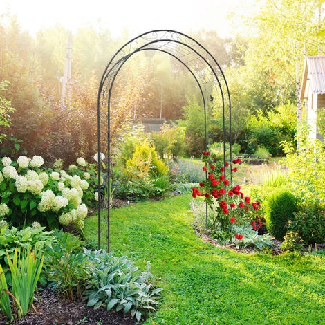 Relaxdays Arche à Rosiers H X L X P: 226 X 144 X 36,5 Cm Décoration Feuillage Support De Plantes Grimpantes Jardin Fer Revêtu De Poudrage, Noir 5 Relaxdays Arche à Rosiers H X L X P: 226 X 144 X 36,5 Cm Décoration Feuillage Support De Plantes Grimpantes Jardin Fer Revêtu De Poudrage, Noir – Image 5