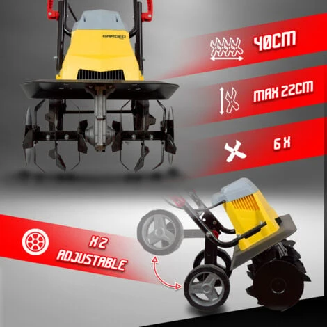 Motobineuse électrique 1500W - 6 Fraises - Gardeo 2 Motobineuse électrique 1500W - 6 Fraises - Gardeo – Image 2