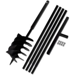 Tarière De Sol Avec Manche 200 Mm Et Tube D'extension 5 M Acier VidaXL