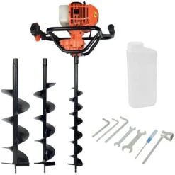 Tarière Thermique - 52cm3 - 2CV - 3 Mèches 100/150/200mm + Accessoires Fournis - Tarière Thermique à Essence