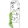 Relaxdays Treillis Jardin Oiseaux Fer, Clôture Plante Grimpante Grille Fleurs Métal, Arceau Rosier, 120 X 40 Cm, Noir