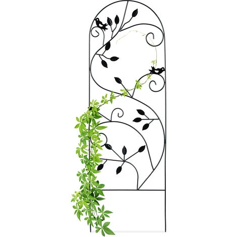 Relaxdays Treillis Jardin Oiseaux Fer, Clôture Plante Grimpante Grille Fleurs Métal, Arceau Rosier, 120 X 40 Cm, Noir 1 Relaxdays Treillis Jardin Oiseaux Fer, Clôture Plante Grimpante Grille Fleurs Métal, Arceau Rosier, 120 X 40 Cm, Noir