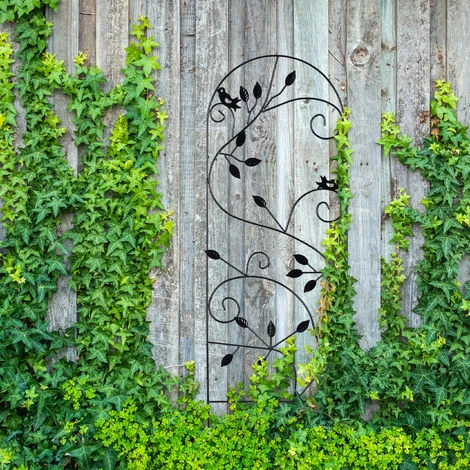 Relaxdays Treillis Jardin Oiseaux Fer, Clôture Plante Grimpante Grille Fleurs Métal, Arceau Rosier, 120 X 40 Cm, Noir 2 Relaxdays Treillis Jardin Oiseaux Fer, Clôture Plante Grimpante Grille Fleurs Métal, Arceau Rosier, 120 X 40 Cm, Noir – Image 2