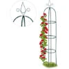Relaxdays Tuteur Jardin, Pyramide Haute 200 Cm, Colonne Rosier, Arche Plante Grimpante, Arceau, Fer, Vert Foncé
