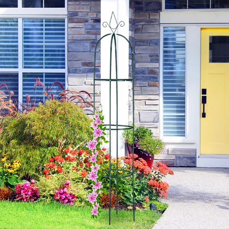 Relaxdays Tuteur Jardin, Pyramide Haute 200 Cm, Colonne Rosier, Arche Plante Grimpante, Arceau, Fer, Vert Foncé 2 Relaxdays Tuteur Jardin, Pyramide Haute 200 Cm, Colonne Rosier, Arche Plante Grimpante, Arceau, Fer, Vert Foncé – Image 2