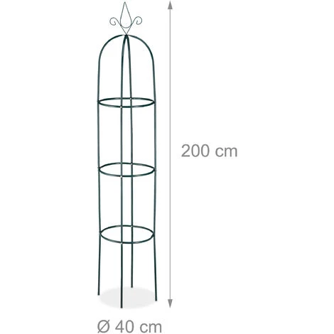 Relaxdays Tuteur Jardin, Pyramide Haute 200 Cm, Colonne Rosier, Arche Plante Grimpante, Arceau, Fer, Vert Foncé 4 Relaxdays Tuteur Jardin, Pyramide Haute 200 Cm, Colonne Rosier, Arche Plante Grimpante, Arceau, Fer, Vert Foncé – Image 4