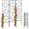 Relaxdays Treillis De Jardin, Métal, Lot De 3, à Planter, Tuteur Pour Plantes Grimpantes, 122 X 30,5 Cm, Jardin, Noir