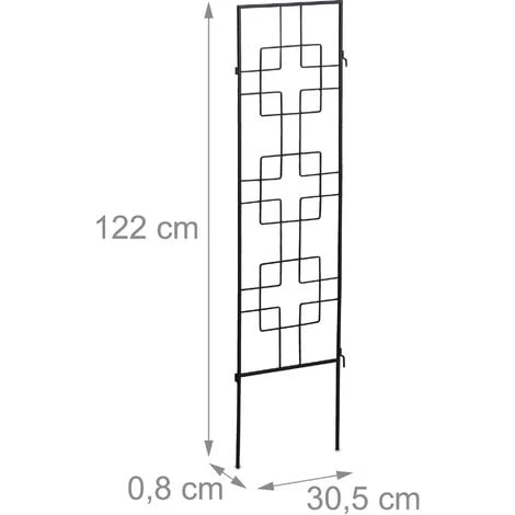Relaxdays Treillis De Jardin, Métal, Lot De 3, à Planter, Tuteur Pour Plantes Grimpantes, 122 X 30,5 Cm, Jardin, Noir 4 Relaxdays Treillis De Jardin, Métal, Lot De 3, à Planter, Tuteur Pour Plantes Grimpantes, 122 X 30,5 Cm, Jardin, Noir – Image 4
