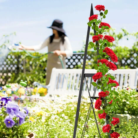 Relaxdays Tuteur Rosier Grimpant, Carré, Autonome, Vignes, Jardin, Résistant Aux Intempéries, Fer, Hauteur: 132 Cm, Noir 5 Relaxdays Tuteur Rosier Grimpant, Carré, Autonome, Vignes, Jardin, Résistant Aux Intempéries, Fer, Hauteur: 132 Cm, Noir – Image 5