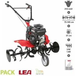 Motobineuse Thermique 5,6cv 212cc Euro 5 2 Vitesses AV 1 AR Largeur Travail 105cm LEA LE4212-105DW
