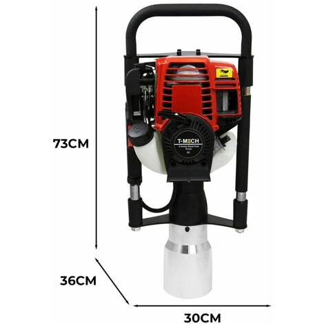 T-Mech Enfonce Pieux Pour Panneaux, Poteaux Et Piquets De Clôture, Pilon à Poteau Moteur Essence à 4 Temps De 1.0KW - 37.7CC, Accessoire De 120mm 5 T-Mech Enfonce Pieux Pour Panneaux, Poteaux Et Piquets De Clôture, Pilon à Poteau Moteur Essence à 4 Temps De 1.0KW - 37.7CC, Accessoire De 120mm – Image 5