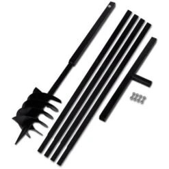 Hommoo Tariere De Sol Avec Manche 180 Mm Et Tube D'extension 5 M Acier HDV14940