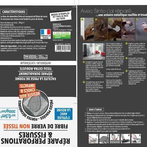Tissu De Réparation Extra Robuste En Fibre De Verre Non Tissée 0.5m² SINTO 2 Tissu De Réparation Extra Robuste En Fibre De Verre Non Tissée 0.5m² SINTO – Image 2