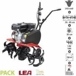 Motobeche Thermique 212cc 4100W 2 Vitesses Fraisage 55 Ou 85cm Roues De Transport LEA LE42212-85W11
