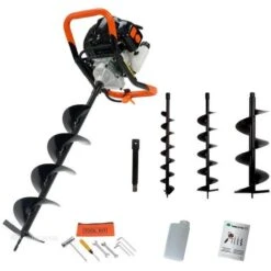 Tarière Thermique 52 Cm3, 3cv, 3 Mêches 100, 150, 200 + Rallonge