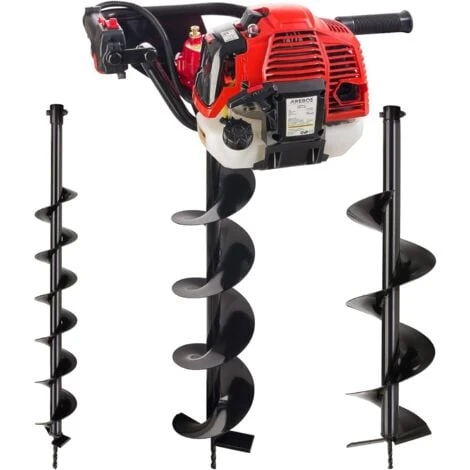 AREBOS Tarière Foreuse De Terre Tarière Thermique Bêche-tarières De Jardinage Avec Indicateur De Niveau D'Huile Et Purgeur 1 AREBOS Tarière Foreuse De Terre Tarière Thermique Bêche-tarières De Jardinage Avec Indicateur De Niveau D'Huile Et Purgeur