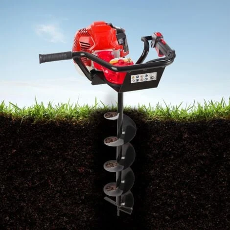 AREBOS Tarière Foreuse De Terre Tarière Thermique Bêche-tarières De Jardinage Avec Indicateur De Niveau D'Huile Et Purgeur 2 AREBOS Tarière Foreuse De Terre Tarière Thermique Bêche-tarières De Jardinage Avec Indicateur De Niveau D'Huile Et Purgeur – Image 2