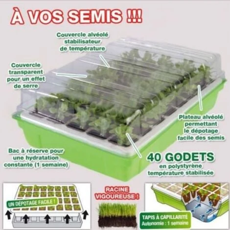 Kit De Germination 40 Godets Lot X2 Pour Semis 4 Kit De Germination 40 Godets Lot X2 Pour Semis – Image 4