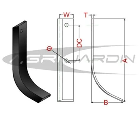 COUTEAU DE FRAISE POUR MOTOBINEUSE HONDA 400 Gauche 2 COUTEAU DE FRAISE POUR MOTOBINEUSE HONDA 400 Gauche – Image 2