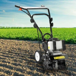 Motobineuse Thermique 7000 Tr/min 52cc 25cm 4 Fraises 10-15cm Profondeur De Travail 2,6cv 16 Hachoirs Démarrage /auto-conduite Connectable - Motoculteur De BRAST