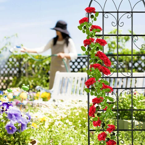 Relaxdays Treillis De Jardin, Métal, Lot De 2, à Planter, Tuteur Pour Plantes Grimpantes, 180 X 50 Cm, Noir 3 Relaxdays Treillis De Jardin, Métal, Lot De 2, à Planter, Tuteur Pour Plantes Grimpantes, 180 X 50 Cm, Noir – Image 3