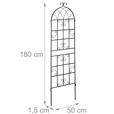 Relaxdays Treillis De Jardin, Métal, Lot De 2, à Planter, Tuteur Pour Plantes Grimpantes, 180 X 50 Cm, Noir 4 Relaxdays Treillis De Jardin, Métal, Lot De 2, à Planter, Tuteur Pour Plantes Grimpantes, 180 X 50 Cm, Noir – Image 4