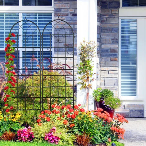 Relaxdays Treillis De Jardin, Métal, Lot De 2, à Planter, Tuteur Pour Plantes Grimpantes, 180 X 50 Cm, Noir 5 Relaxdays Treillis De Jardin, Métal, Lot De 2, à Planter, Tuteur Pour Plantes Grimpantes, 180 X 50 Cm, Noir – Image 5