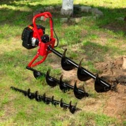 EBERTH Tarière Thermique Foreuse De Terre Tarière à Essence 3CV, 3 Forets De 100mm, 150mm, 200mm De Diamètre Inclus, Grande Poignée, 52ccm, Moteur 2 Temps, Réservoir De 1,2L, Embrayage Centrifuge -Terre Tendre Soldes Boutique 3320060 3