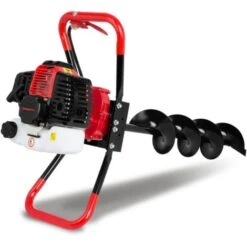 EBERTH Tarière Thermique Foreuse De Terre Tarière à Essence 3CV, 3 Forets De 100mm, 150mm, 200mm De Diamètre Inclus, Grande Poignée, 52ccm, Moteur 2 Temps, Réservoir De 1,2L, Embrayage Centrifuge -Terre Tendre Soldes Boutique 3320060 4