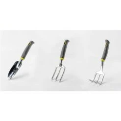 Lot De 3 Outils De Jardin - Suan - Fourche, Râteau à Fleurs Et Transplantoir - En Aluminium