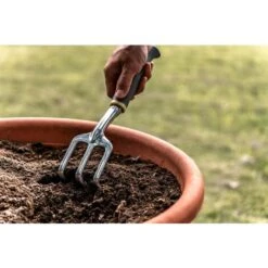 Lot De 3 Outils De Jardin - Suan - Fourche, Râteau à Fleurs Et Transplantoir - En Aluminium -Terre Tendre Soldes Boutique 33560387 4