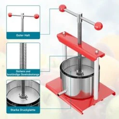 Presse � Fruits Pressoir � Vin Acier 3l Cuve En Acier Inoxydable Pressoir � Fruits Presse De Baies -Terre Tendre Soldes Boutique 3376748 4