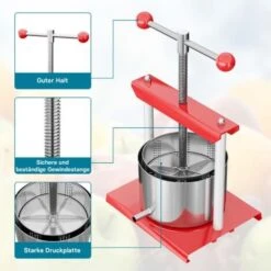 Presse à Fruits Pressoir à Vin Acier 6l Cuve En Acier Inoxydable Pressoir Fruits Baies -Terre Tendre Soldes Boutique 3376767 4