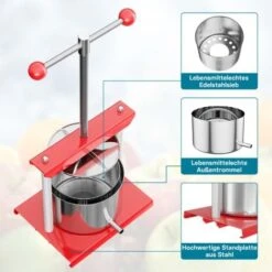 Presse à Fruits Pressoir à Vin Acier 6l Cuve En Acier Inoxydable Pressoir Fruits Baies -Terre Tendre Soldes Boutique 3376767 5