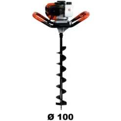 Tarière Thermique 52 Cm3, 3 CV + Mèche 100 Mm