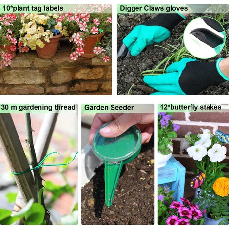 34 Pièces Outils De Jardinage Outils De Jardin Avec Sac De Rangement, Arrosoir, Gants De Jardinage Papillons Décoration, Fil De Jardinage 5 34 Pièces Outils De Jardinage Outils De Jardin Avec Sac De Rangement, Arrosoir, Gants De Jardinage Papillons Décoration, Fil De Jardinage – Image 5