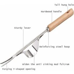 LITZEE Désherbeur Manuel En Acier Inoxydable Avec Outil De Manche En Bois Utilisé Pour Le Désherbage Rapide Des Sols Et Des Jardins Y-Shape Manuelle Désherbage Racine Fourche. -Terre Tendre Soldes Boutique 36215413 3