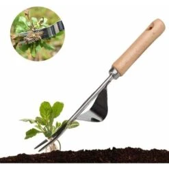 LITZEE Désherbeur Manuel En Acier Inoxydable Avec Outil De Manche En Bois Utilisé Pour Le Désherbage Rapide Des Sols Et Des Jardins Y-Shape Manuelle Désherbage Racine Fourche. -Terre Tendre Soldes Boutique 36215413 4