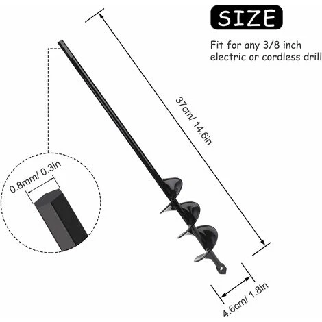 Mèche Jardin Tarière, Fontainebleau Perceuse à Spirale, Outil De Plantation Pratique, Creuser Des Trous Cultiver En Profondeur, Foret Planteuse De Perçage à Arbre Hex Bulbe à Fleurs (46×370mm) 4 Mèche Jardin Tarière, Fontainebleau Perceuse à Spirale, Outil De Plantation Pratique, Creuser Des Trous Cultiver En Profondeur, Foret Planteuse De Perçage à Arbre Hex Bulbe à Fleurs (46×370mm) – Image 4