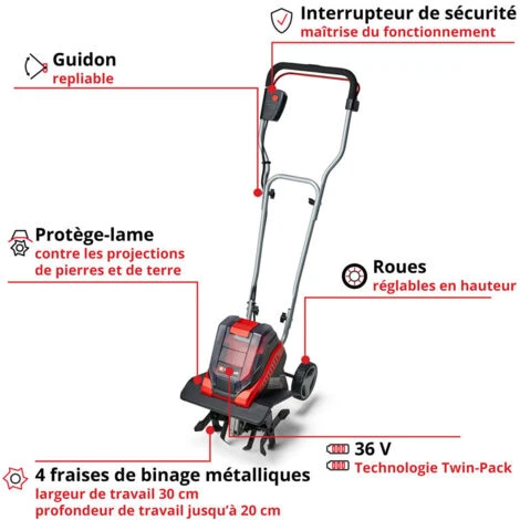 Einhell Batterie 2x18V Hoe GE CR 30 Li - (sans Piles Sans Chargeur) 2 Einhell Batterie 2x18V Hoe GE CR 30 Li - (sans Piles Sans Chargeur) – Image 2