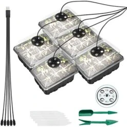 Plateaux De Demarrage De Graines Avec Humidite Reglable De Lumiere De Croissance, Kit De Germination De Serre De Base Pour La Culture De Graines A Partir De 60 Cellules