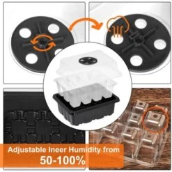 Plateaux De Demarrage De Graines Avec Humidite Reglable De Lumiere De Croissance, Kit De Germination De Serre De Base Pour La Culture De Graines A Partir De 60 Cellules -Terre Tendre Soldes Boutique 53456131 4
