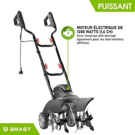 Motobineuse électrique 1200W - 24 Lames/6 Fraises - 40cm – 22cm Profondeur De Travail - Accouplement Anti-blocage - Interrupteur De Sécurité - BRAST 5 Motobineuse électrique 1200W - 24 Lames/6 Fraises - 40cm – 22cm Profondeur De Travail - Accouplement Anti-blocage - Interrupteur De Sécurité - BRAST – Image 5